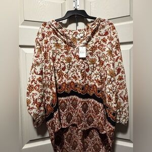 Cato Women's Paisley Blouse - Red and Gold
 P to P 24
L 23
Sleeves 20